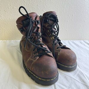 Dr Martens Doc Martens Brown Leather Steel Toed Work Boots Distressed Size 11